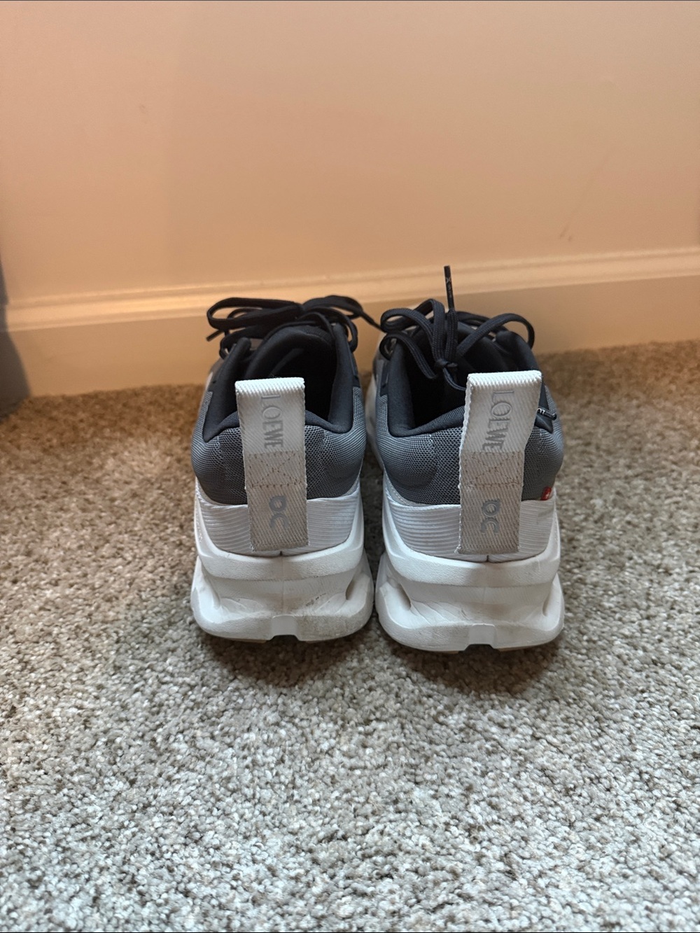 On Running Kids Charcoal Gray and White Trail Sneakers